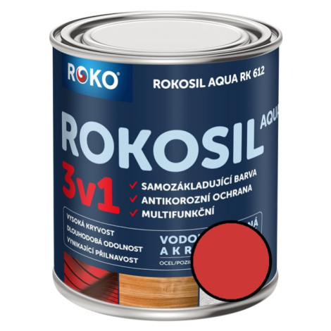 Barva samozákladující Rokosil Aqua 3v1 RK 612 8140 červená světlá, 0,6 l ROKOSPOL