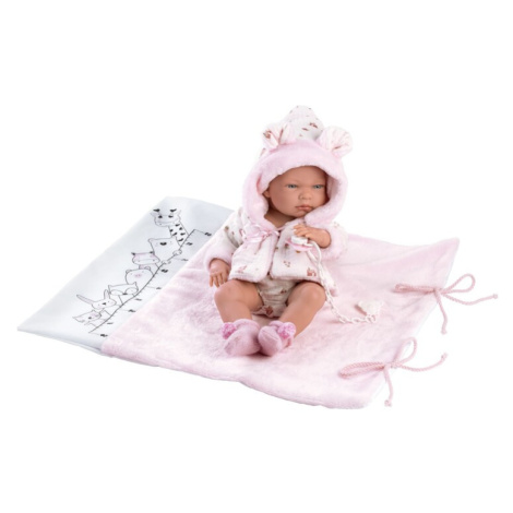 LLORENS - 73898 NEW BORN DÍVKO- realistická panenka miminko s celovinylovým tělem - 40 cm