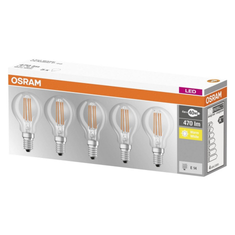 Osram LED žárovka 4058075090668 230 V, E14, 4 W = 40 W, teplá bílá, A++ A++ - E, kapkovitý tvar,