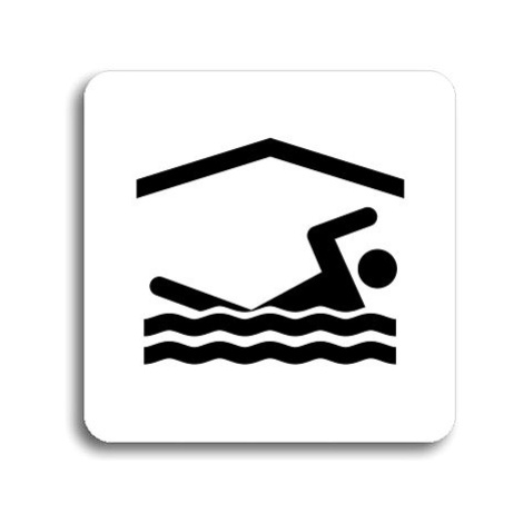 Accept Piktogram "bazén krytý" (80 × 80 mm) (bílá tabulka - černý tisk bez rámečku)
