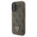 Guess PU 4G Strass Triangle Metal Logo kryt pro iPhone 16 hnědý