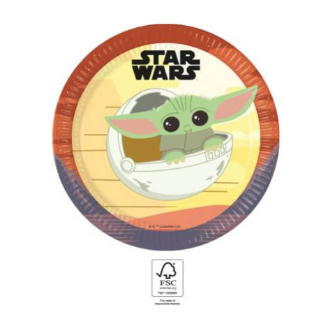 Papírový talířek na párty 23cm 8ks Star Wars Yoda - Procos