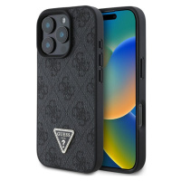 Guess PU 4G Strass Triangle Metal Logo kryt pro iPhone 16 Pro černý