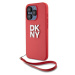 DKNY PU Leather Stack Logo Wrist Strap kryt iPhone 15 Pro růžový