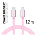 Datový kabel Swissten Textile USB-C/ Lightning 1,2 M, pink gold