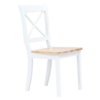 Jídelní židle 6 ks bílé a světlé dřevo masivní kaučukovník