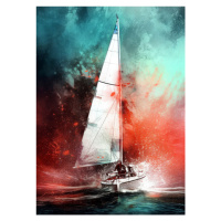 Ilustrace Yacht racing sport, Justyna Jaszke, 30 × 40 cm