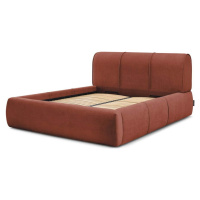 Oranžová čalouněná dvoulůžková postel s úložným prostorem s roštem 160x200 cm Vernon – Bobochic 