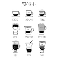 Ilustrace My coffee, Martina Pavlova, (30 x 40 cm)