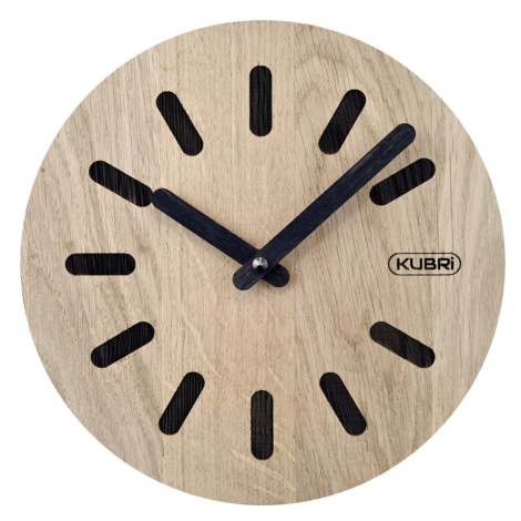 KUBRi 0170 - 20 cm hodiny z dubového masívu včetně dřevěných ručiček