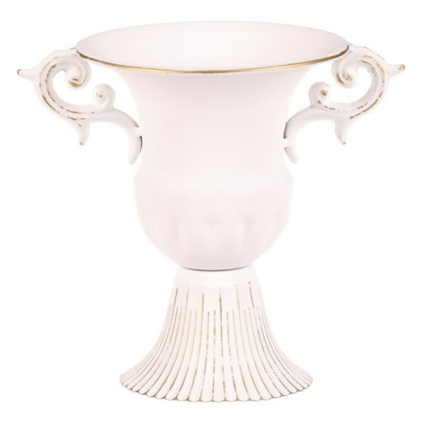 Aranžovací kovový pohár s uchy, bílá, 17 x 13 x 17 cm Autronic