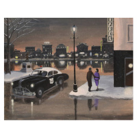 Ilustrace Police Car Patrolling Town at Night., Dave Rheaume Artist, 40 × 30 cm