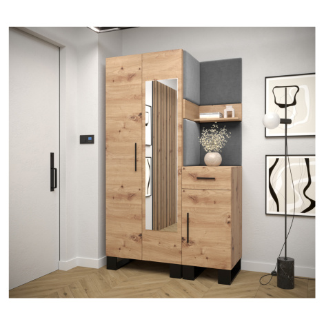 Předsíňová sestava RUMIE 16 - dub artisan, šedé panely