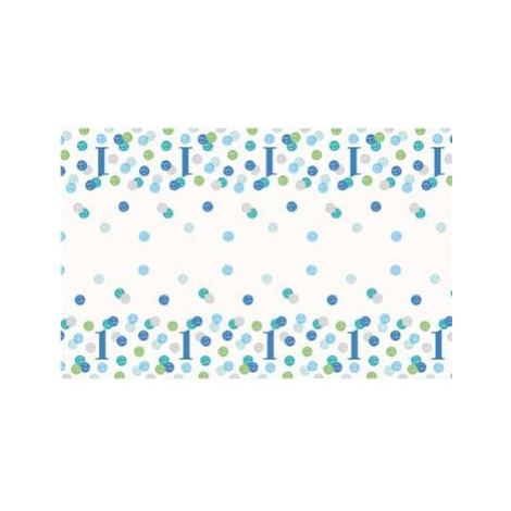 Ubrus 1. Narozeniny modrý s puntíky - kluk - 137 x 213 cm - happy birthday PartyDeco