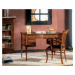 Estila Luxusní rustikální pracovní stůl Selest z masivního dřeva v hnědé barvě se sedmi šuplíky 