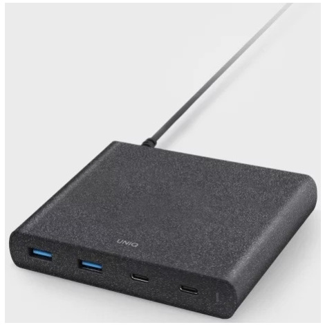 Nabíječka UNIQ HUB Surge 90W charcoal black 2xUSB Quick Charge 3.0 + 2xUSB-C PD 3.0 (UNIQ-SURGE9