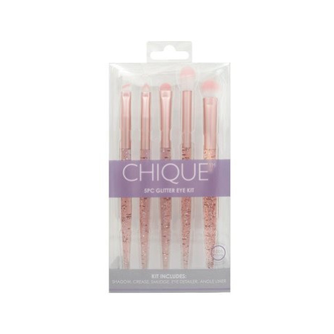 CHIQUE 5 PC Chique Eye Set Pink Glitter - Sada kosmetických štětců na oči s růžovými třpytkami 5 ROYAL & LANGNICKEL