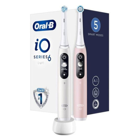 ORAL-B iO6 Series Duo Pack White / Pink Sand Extra Handle elektrický zubní kartáček