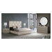 Estila Moderní luxusní manželská postel Berlin s čalouněním s geometrickým vzorem v čele bílé ba
