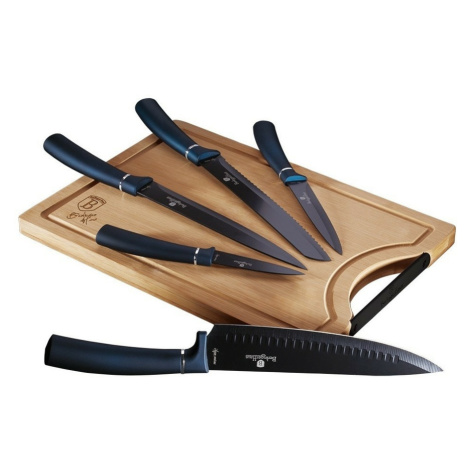 Berlinger Haus Sada nožů s nepřilnavým povrchem + prkénko 6 ks Aquamarine Metallic Line