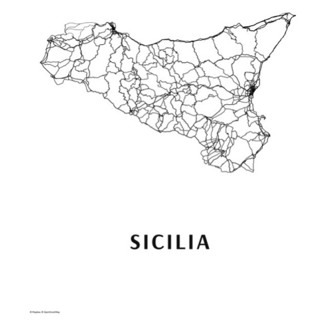 Mapa Sicilia artmap, POSTERS, 30 × 40 cm