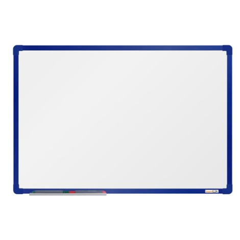 boardOK Bílá magnetická tabule s keramickým povrchem 60 × 90 cm, modrý rám