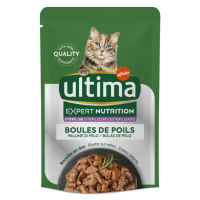 Ultima Cat Expert Nutrition Hairball hovězí a losos - výhodné balení: 48 x 70 g