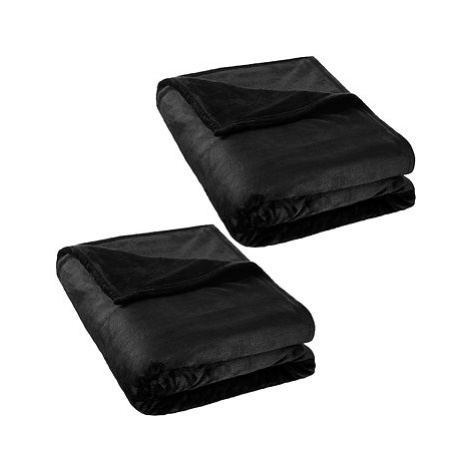 Tectake 2 Hřejivé deky mikroplyš 220×240cm, černá