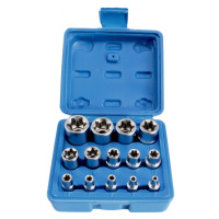 Hlavice 1/4”, 3/8” a 1/2” nástrčné TORX-E, vel. E4-E24, sada 14 ks - SATRA