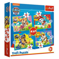 TREFL puzzle Tlapková patrola: Běžící štěňata 4v1 (12, 15, 20, 24 dílků)