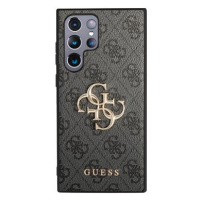 Guess PU 4G Metal Logo Zadní Kryt pro Samsung Galaxy S24 Ultra Grey