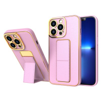 Flexibilní electroplating silikonové pouzdro se stojánkem na Samsung Galaxy A12 5G Pink