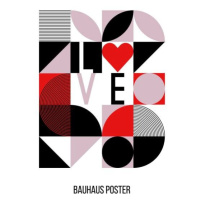 Ilustrace Abstract geometric bauhaus poster. Heart, love,, Ekaterina Dukhanina, 30 × 40 cm