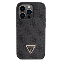 Guess PU 4G Strass Triangle Metal Logo Zadní Kryt + Crossbody Popruh pro iPhone 15 Pro Max Black