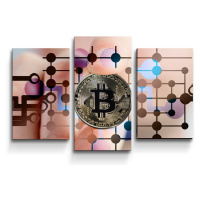 Sablio Obraz - 3-dílný Bitcoin - 75x50 cm