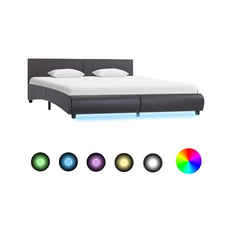 Rám postele s LED světlem šedý umělá kůže 180x200 cm SHUMEE
