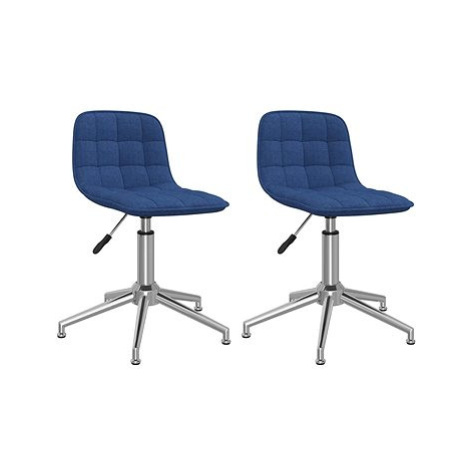 Otočné jídelní židle 2 ks modré textil, 334055 SHUMEE