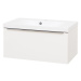 MEREO Mailo, koupelnová skříňka s umyvadlem z litého mramoru 81 cm, bílá, chrom madlo CN516M