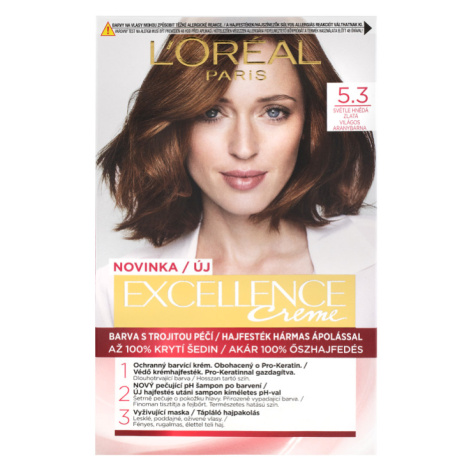 L'Oréal Paris Excellence Créme permanentní barva na vlasy 5.3 světle hnědá zlatá,