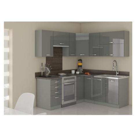 Rohová kuchyňská linka Grey 190x170 cm, s pracovní deskou, šedá BAUMAX