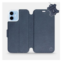 Flipové pouzdro na mobil Apple iPhone 12 mini - Modré - kožené - Blue Leather