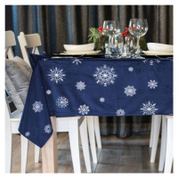 Vánoční ubrus na stůl SNOWFLAKE modrá/stříbrná 140x180 cm Mybesthome