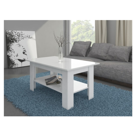 Konferenční stolek ADARA, bílá/bílý lesk, 5 let záruka, II. jakost MORAVIA FLAT