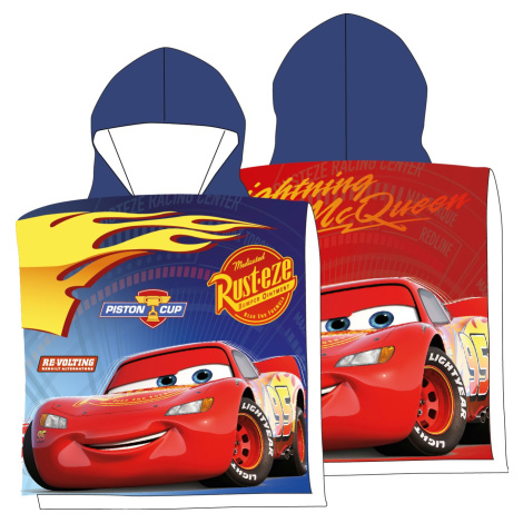 Faro Dětské bavlněné pončo RIKKI Auta 55x110 cm červeno-modré