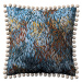 Dekoria Věra - potah na polštář ozdobné bambulky po obvodu, modro-oranžová, 45 x 45 cm, Intenso 