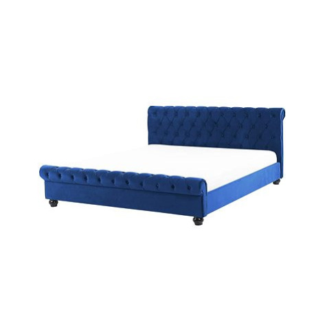 BELIANI postel AVALLON 180 × 200 cm, sametová, modrá