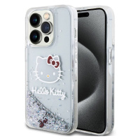 Pouzdro Hello Kitty Liquid Glitter Electroplating Head Logo pro Apple iPhone 15 PRO Transparent