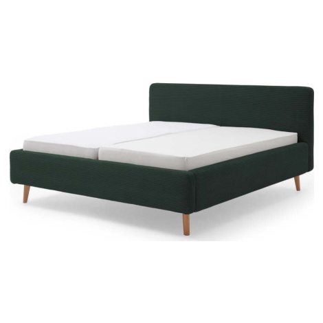 Tmavě zelená čalouněná dvoulůžková postel s úložným prostorem s roštem 160x200 cm Mattis Cord –  Meise Möbel