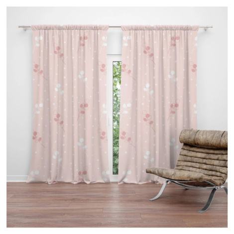 Závěs Bílé a růžové květy: 2ks 140x250cm