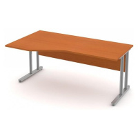 Stůl pracovní rohový - kovová podnož třešeň, Pravý rohový stůl, 220 cm, Šedá bez výplně, Záda-de